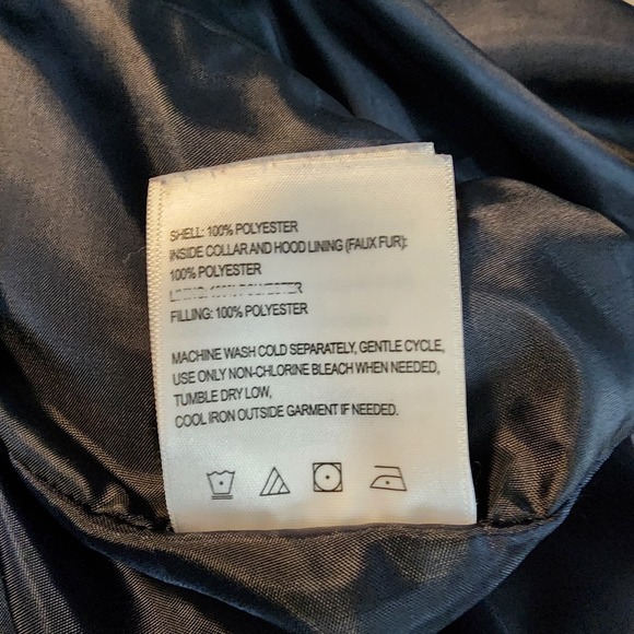 LAUNDRY by SHELLI SEGAL Size Medium Navy Blue Quilted Removable Hood Winter Coat - Picture 9 of 9